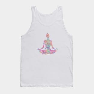 Yoga Excercise in Form Silhouette Shape Text Word Cloud Tank Top